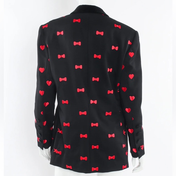 Escada Vintage Love Heart, Star & Bowtie Embroidered Women’s Black Blazer, 80s - Picture 5 of 16